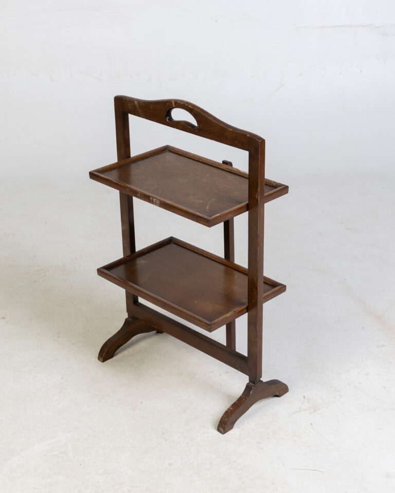 Vintage Wooden 2-Tier Dumbwaiter Server Stand