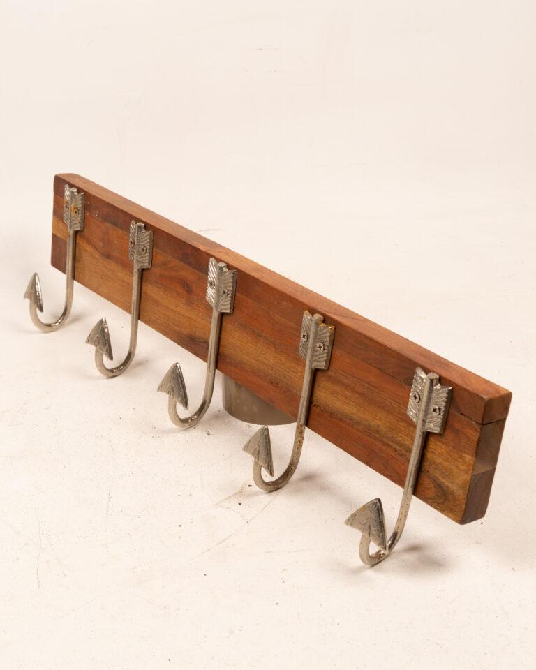 Set of Five Arrow Design Mounted Hooks