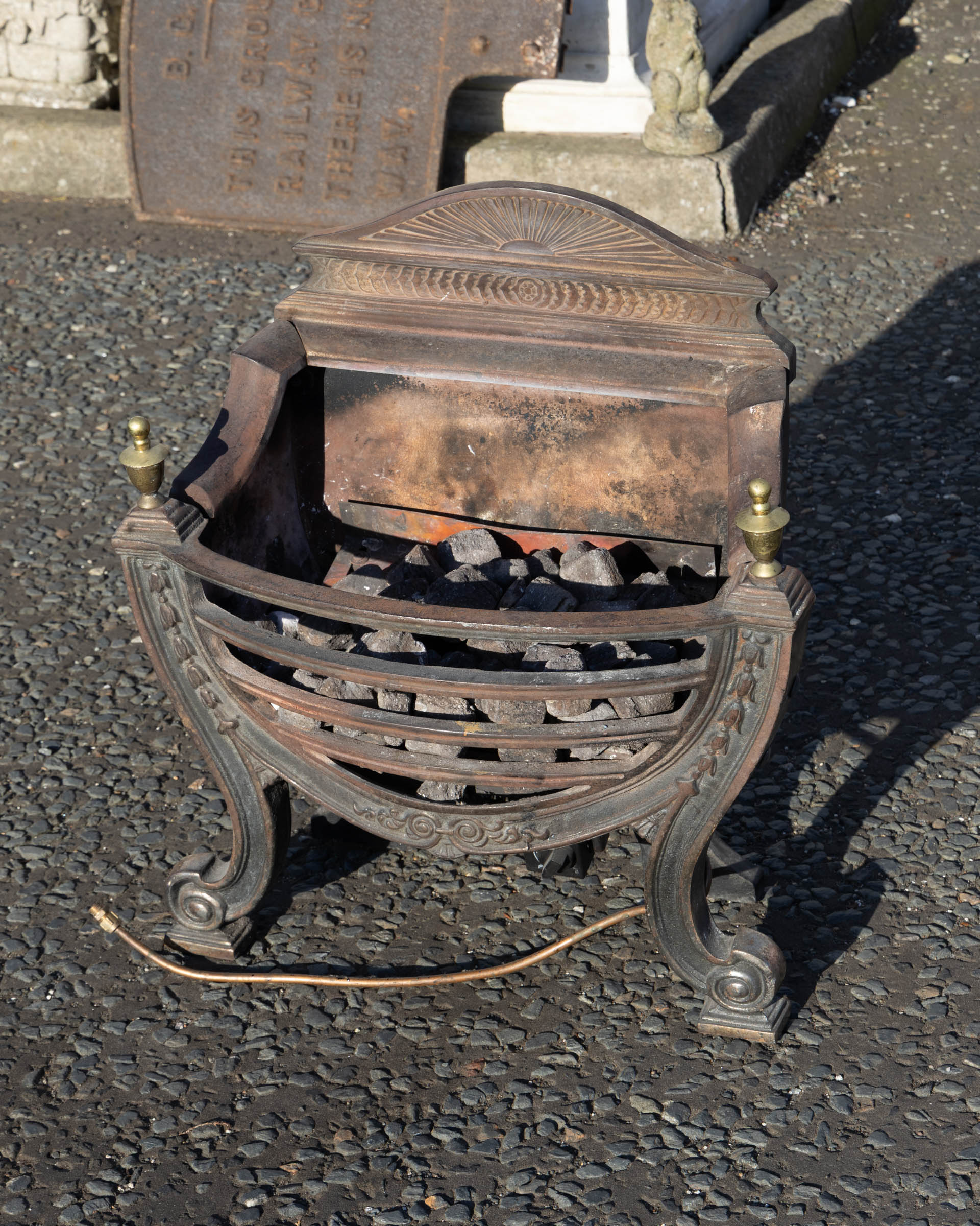 Vintage Cast Iron Fireplace Grate & Basket