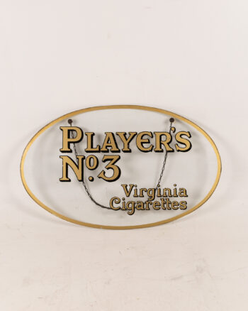 Player’s No. 3 Virginia Cigarettes Glass Sign