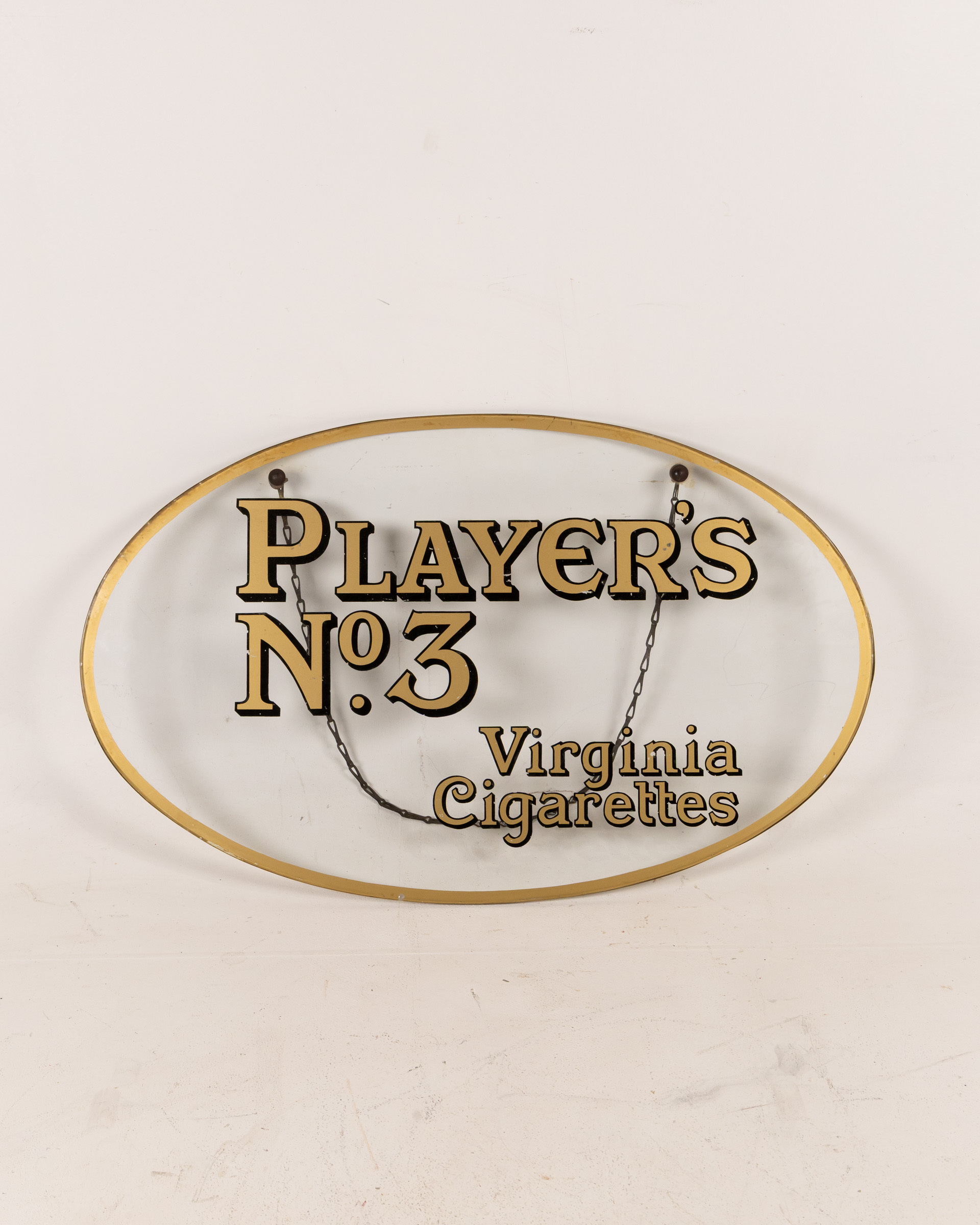 Player’s No. 3 Virginia Cigarettes Glass Sign