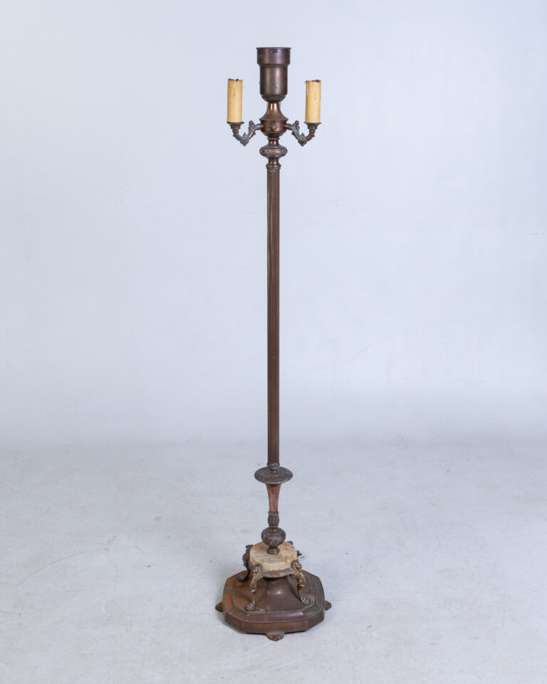 1930s Bronze Standard Lamp with Marble Base