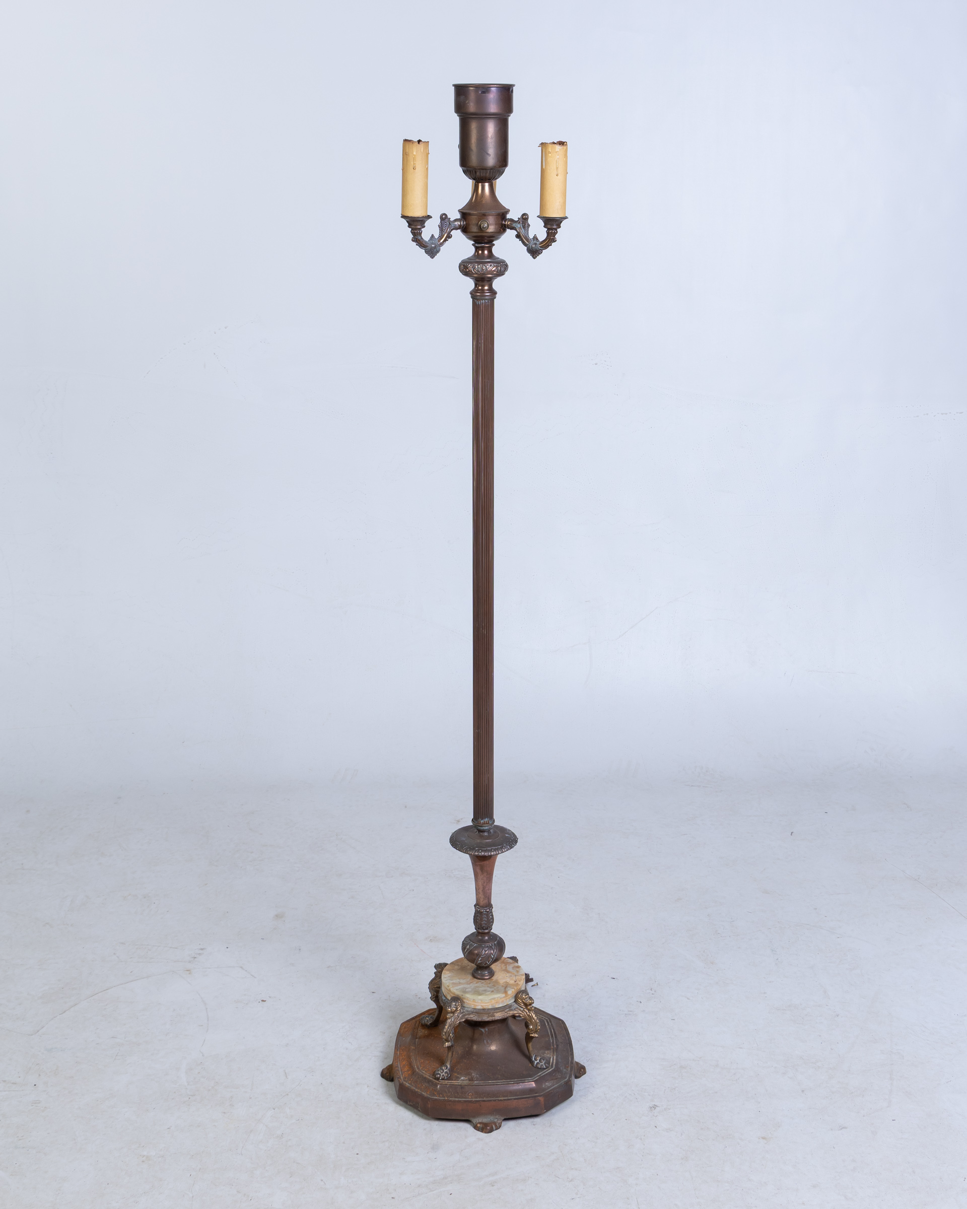 1930s Bronze Standard Lamp with Marble Base