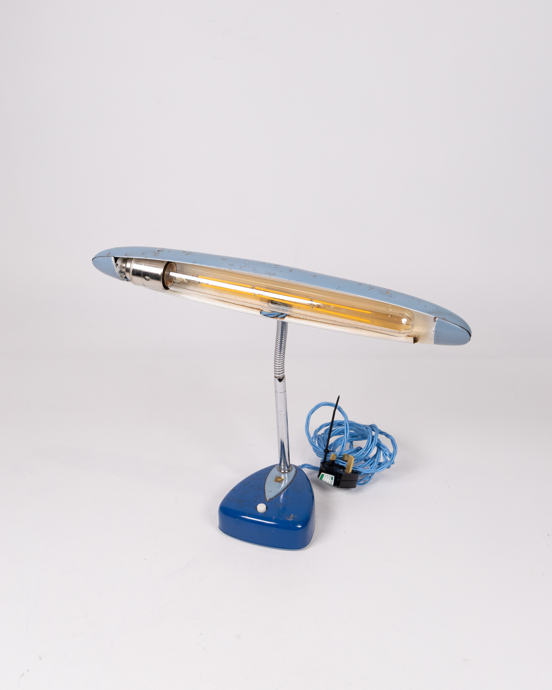 National Fluorescent Mid Century Blue Desk Lamp