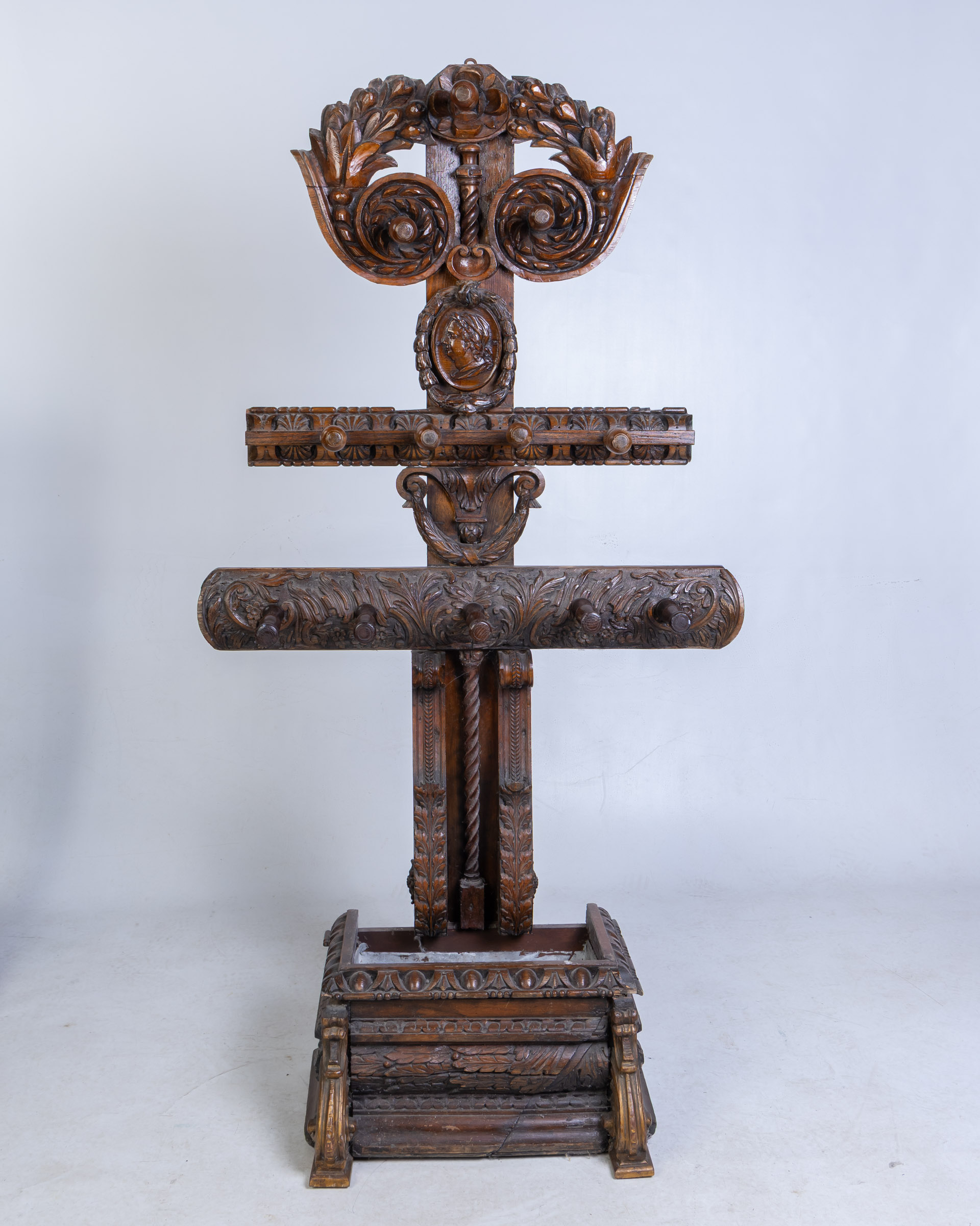 Victorian Heavily Carved Oak Hall Stand