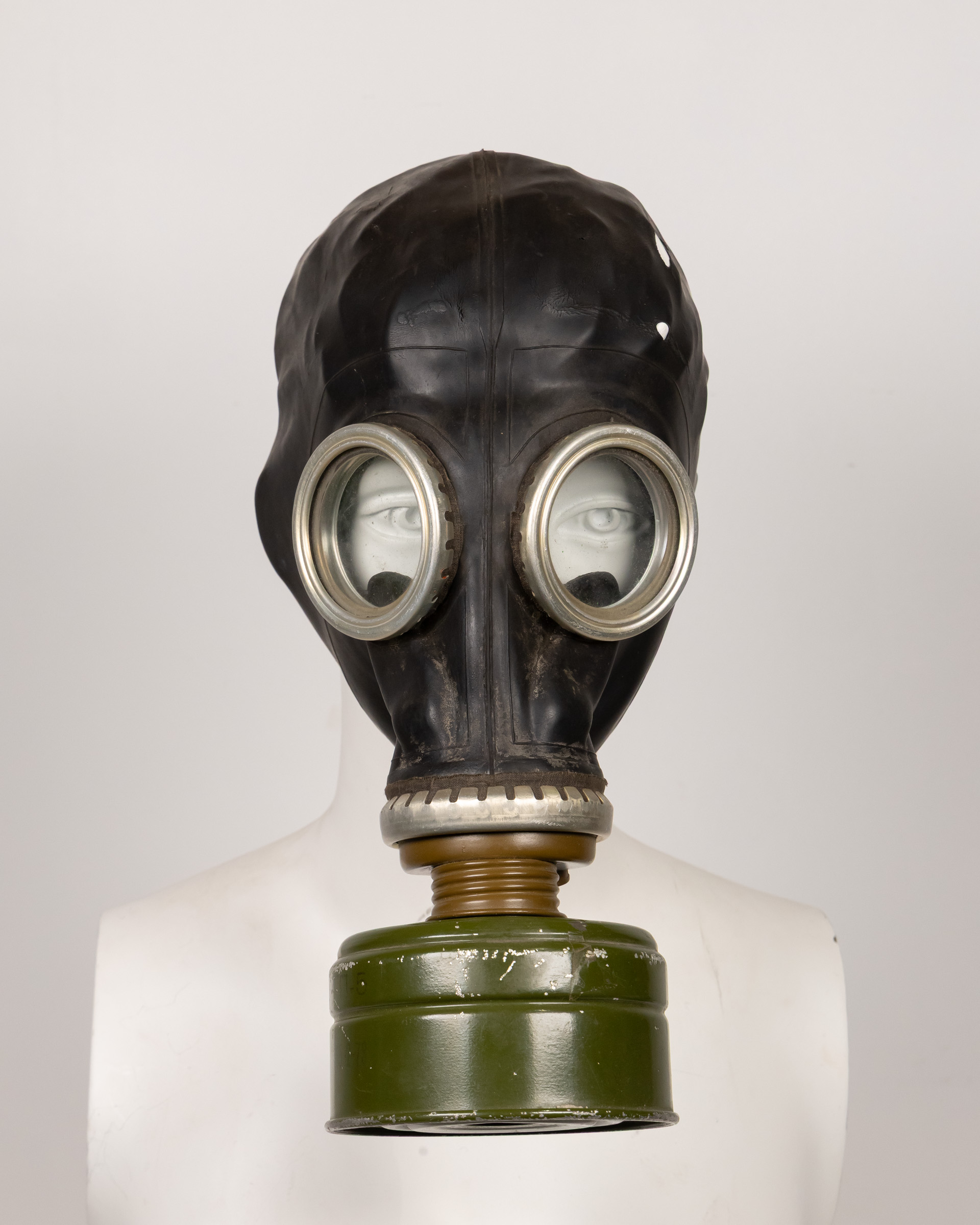 Vintage Soviet PMG Gas Mask – Black Rubber, Green Filter