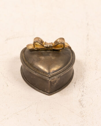 Vintage Heart-Shaped Trinket Box with Bow