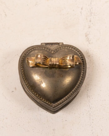 Vintage Heart-Shaped Trinket Box with Bow