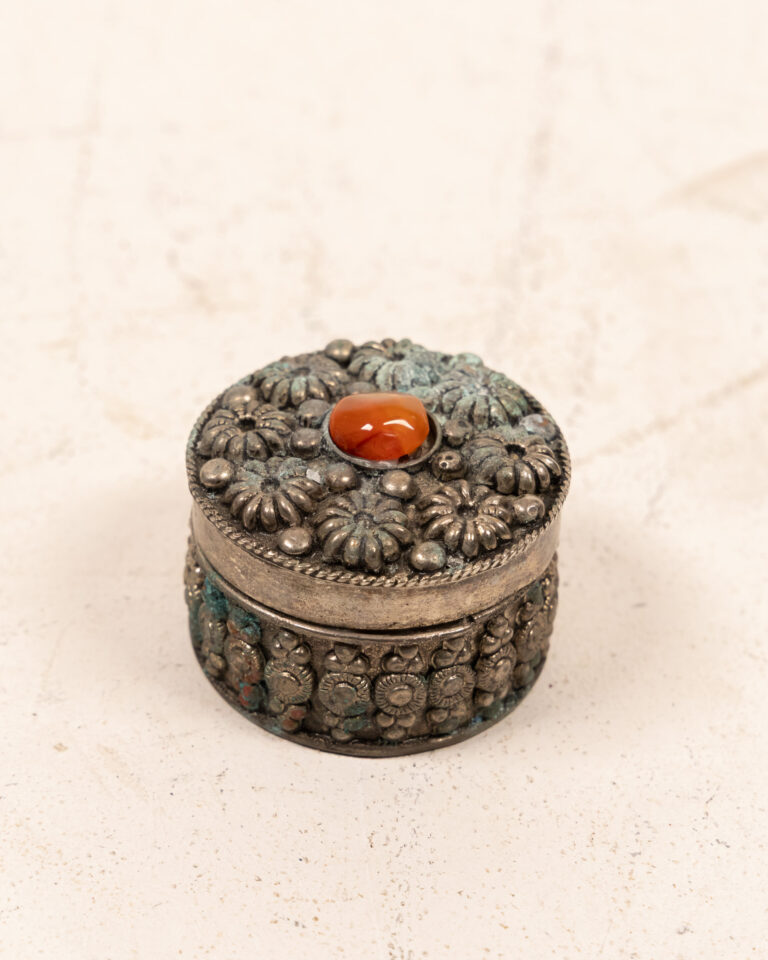 Vintage Silver Trinket Box with Agate