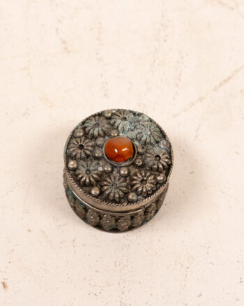 Vintage Silver Trinket Box with Agate