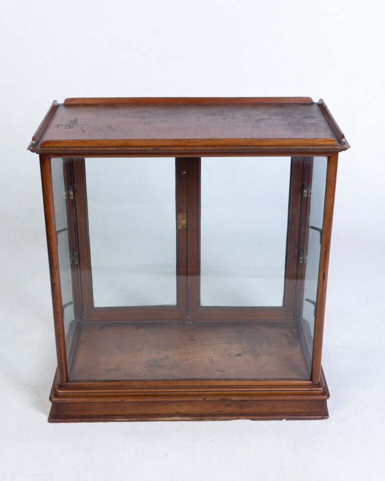 Antique Glazed Wood Display Cabinet