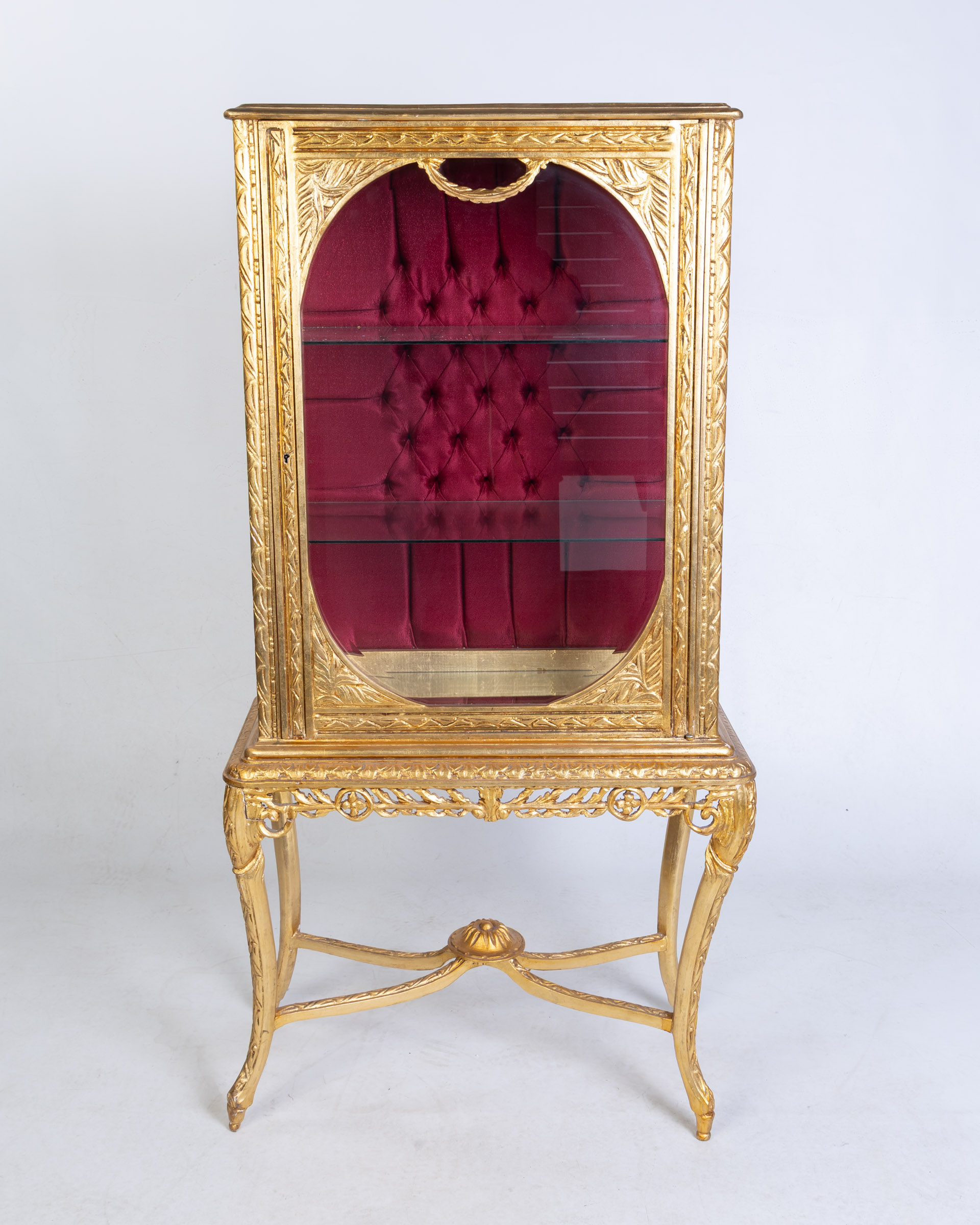 Ornate Giltwood Display Cabinet with Glass Shelves