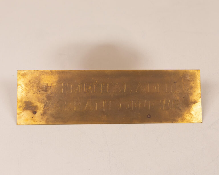 Brass 'Regimental Admin Warrant Officer' Sign from NI Barracks