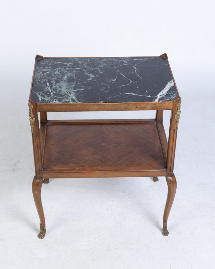 Antique Marble Top Side Table with Ornate Detail