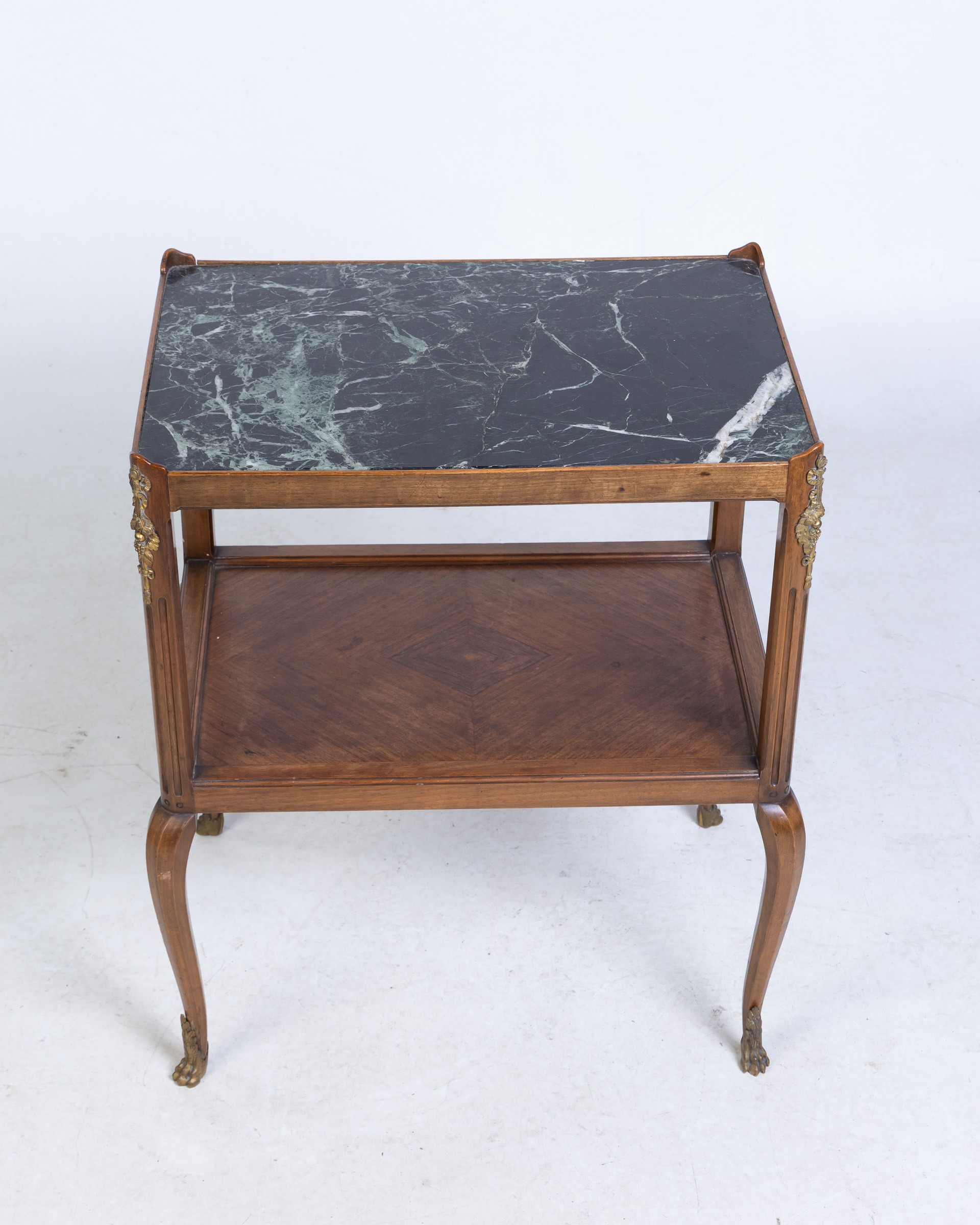 Antique Marble Top Side Table with Ornate Detail