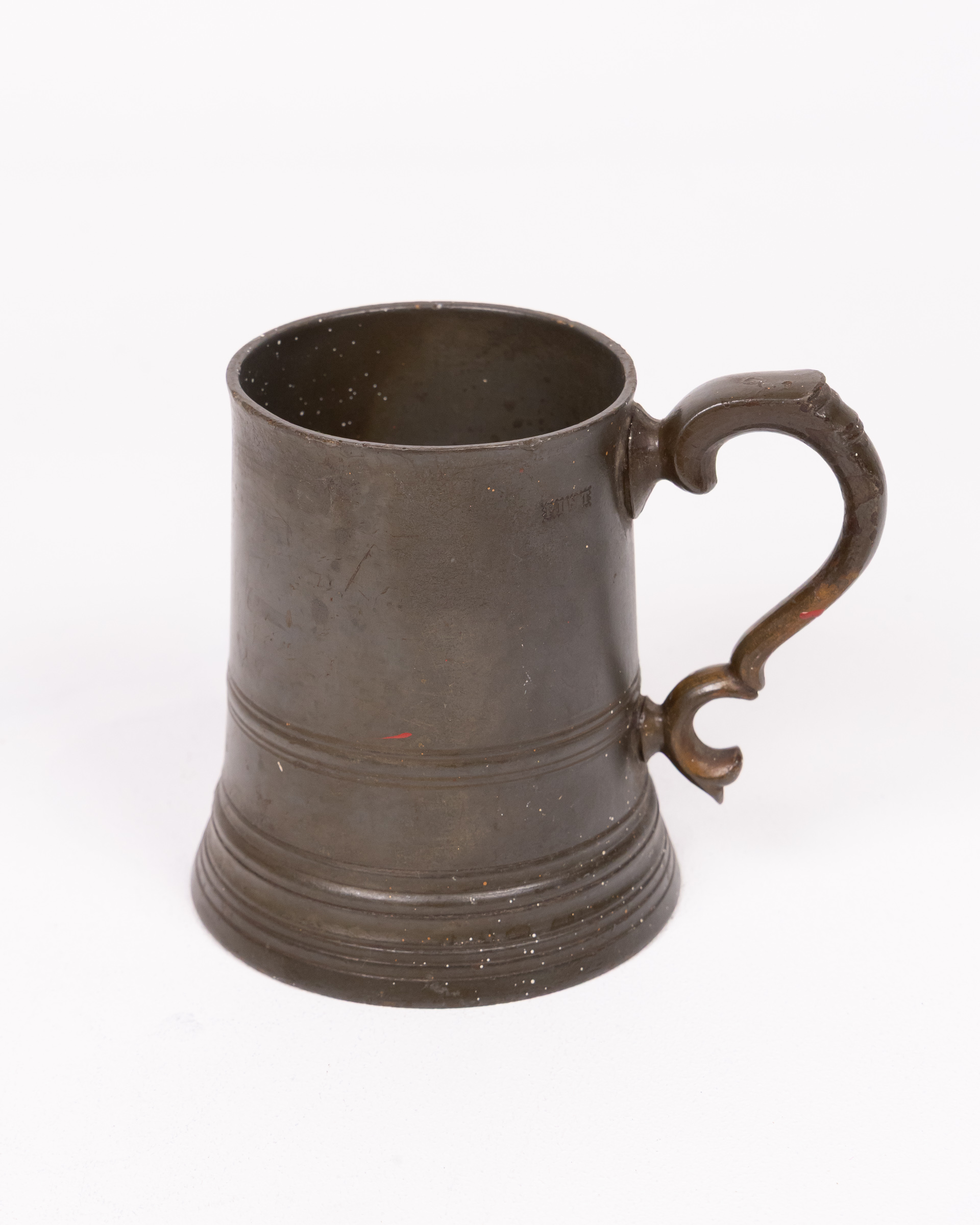 Vintage Pewter Tankard Mug with Glass Bottom