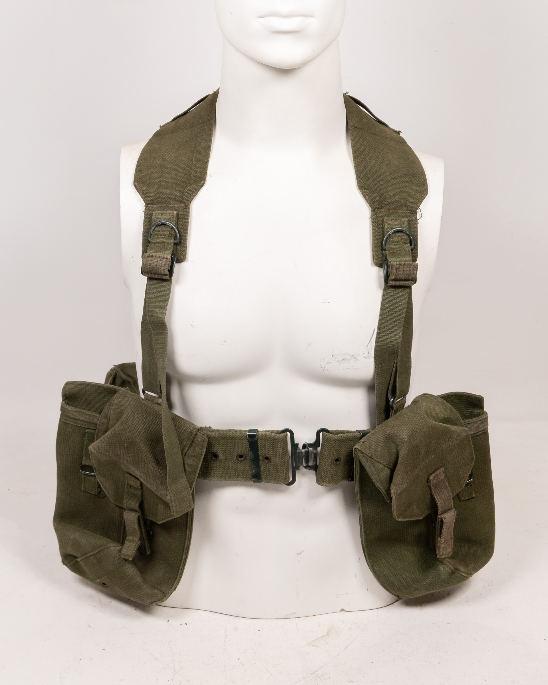 Vintage Olive Green Military Webbing Load Bearing Vest