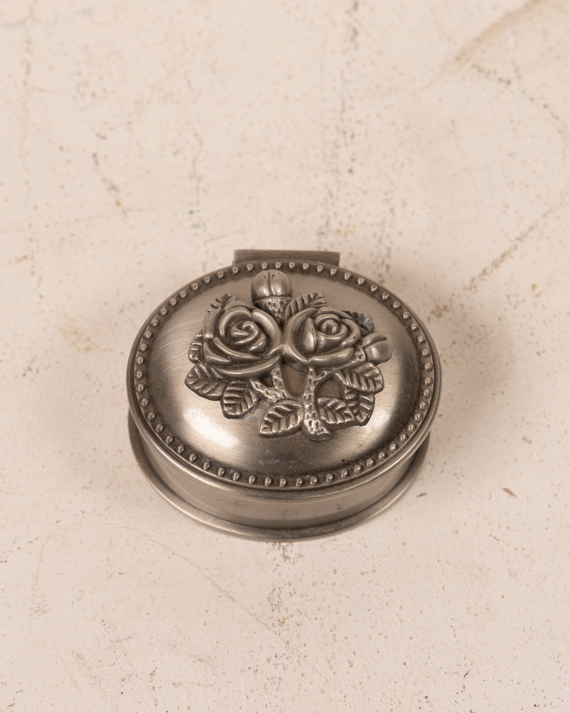 Pewter Trinket Box with Rose Detail