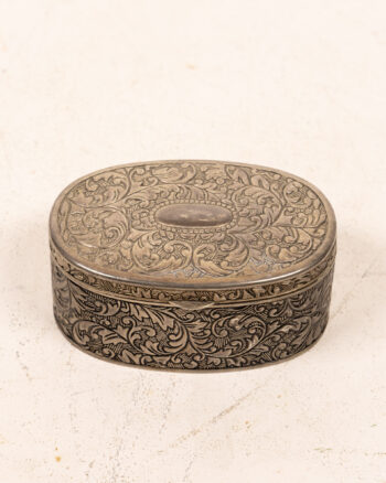 Vintage Silver Plated Trinket Box w/ Floral Embossing