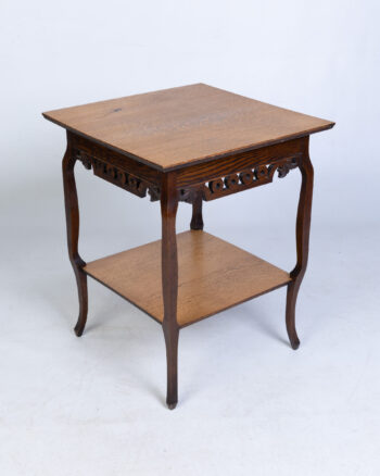 Vintage Oak Side Table with Shelf