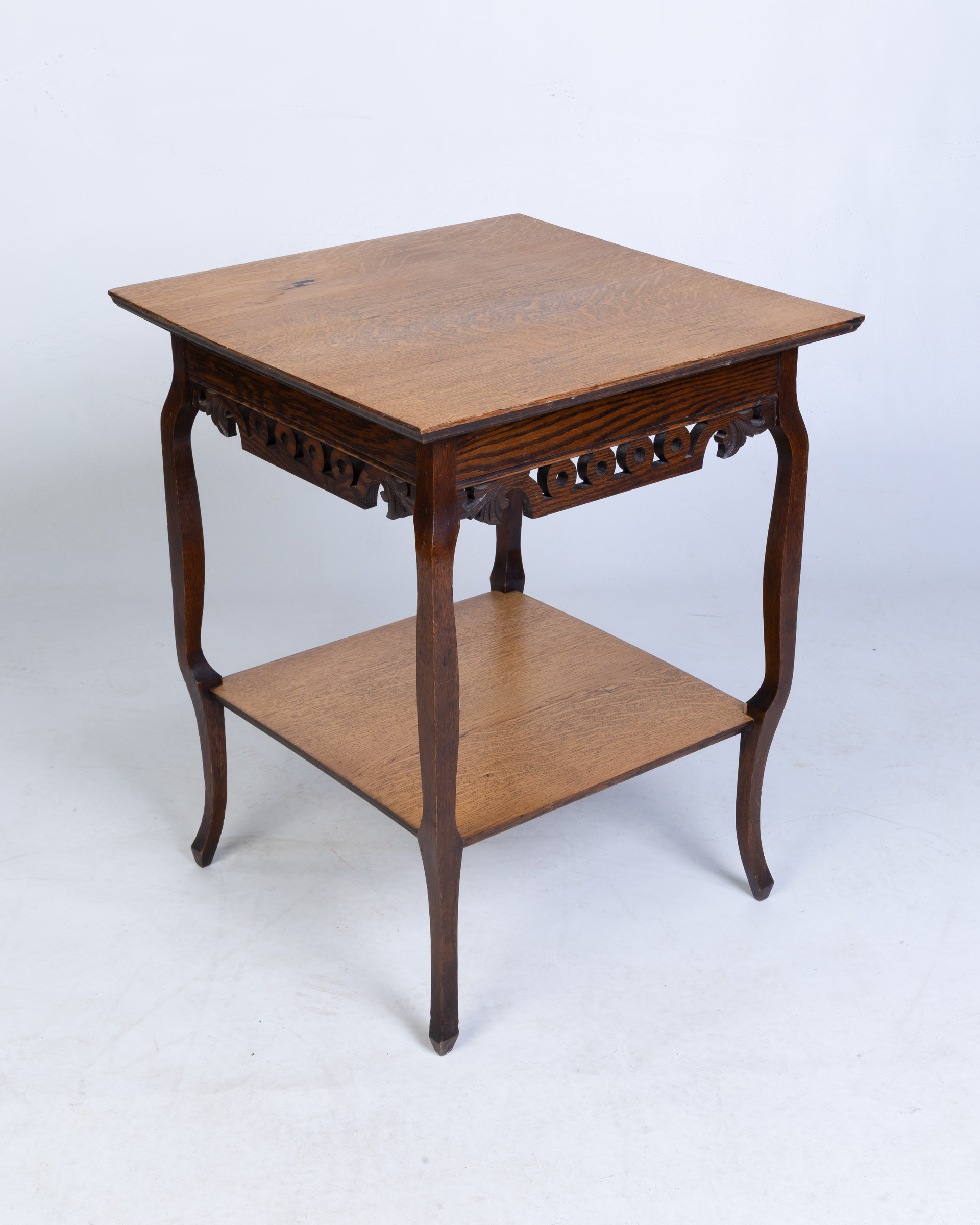 Vintage Oak Side Table with Shelf