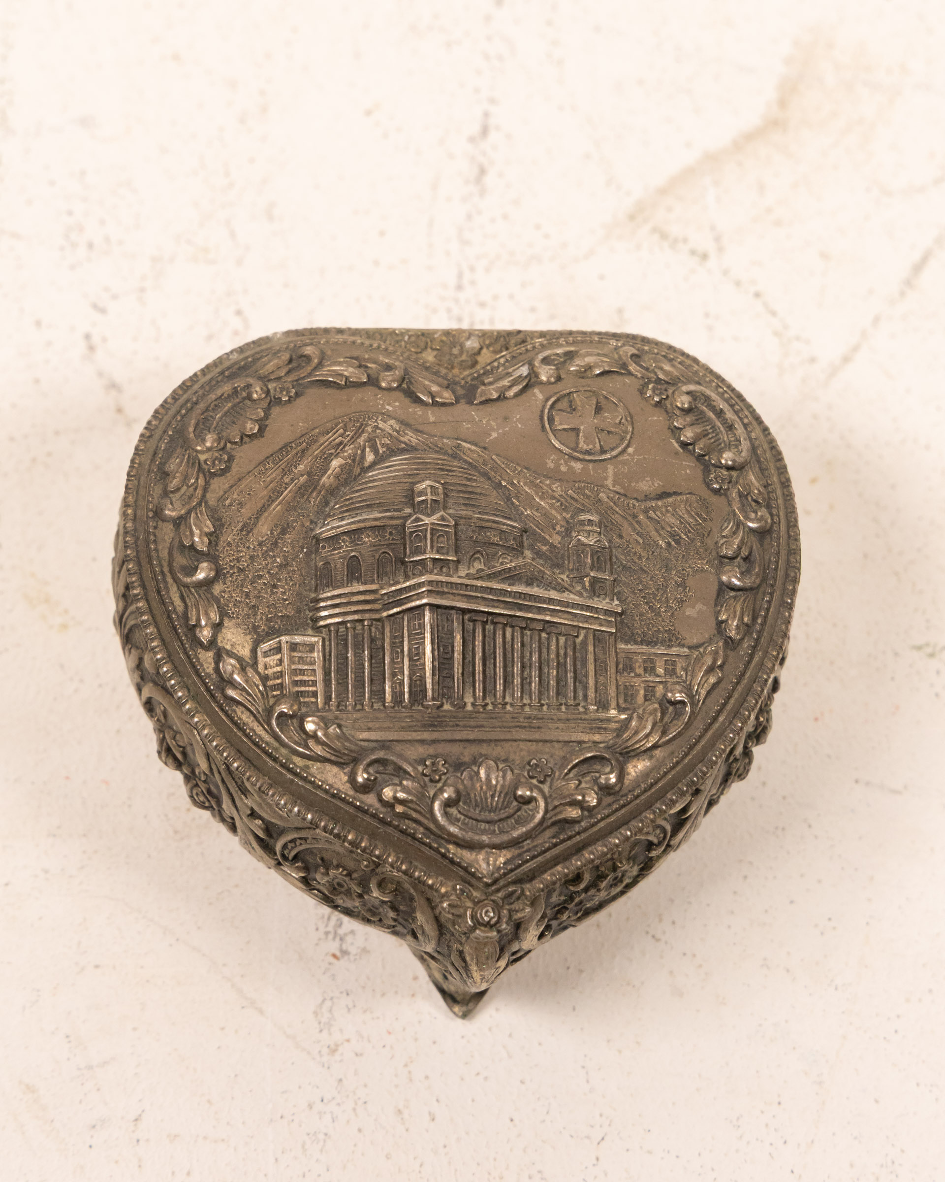 Vintage Heart-Shaped Silver Trinket Box