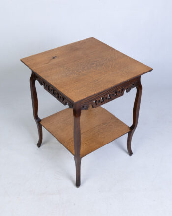 Vintage Oak Side Table with Shelf
