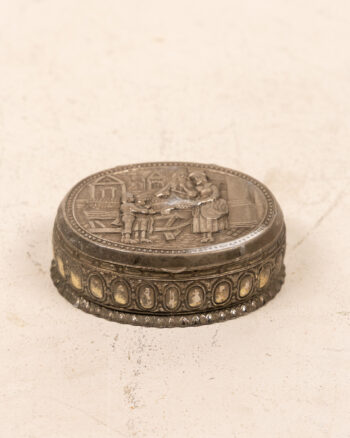 Vintage Metal Trinket Box w/ Red Velvet Lining