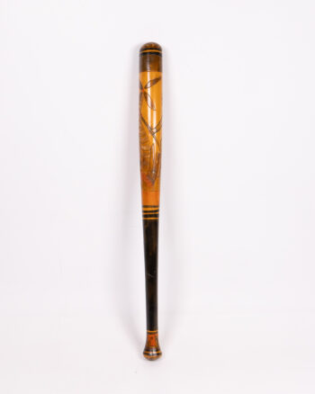 Vintage two-tone walking stick with hand-carved Egyptian pharaoh and motifs.