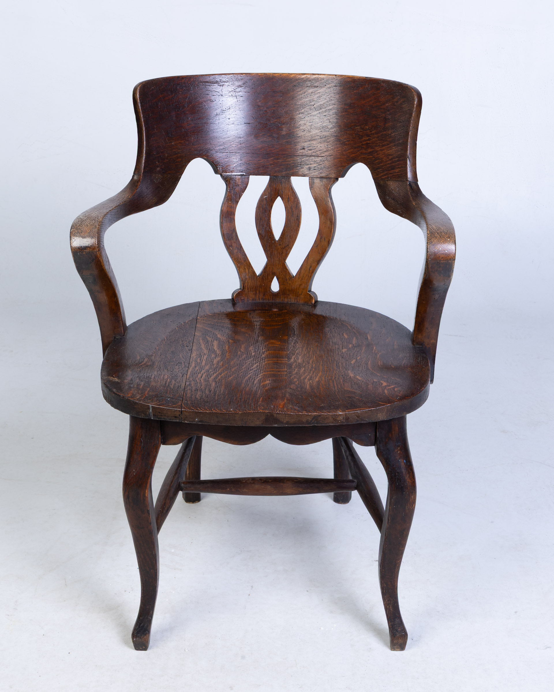 c1860 Victorian Solid Oak Armchair with Carved Back