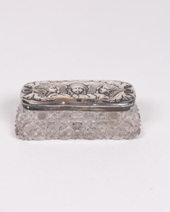 1905 Silver Lidded Cut Crystal Trinket Box
