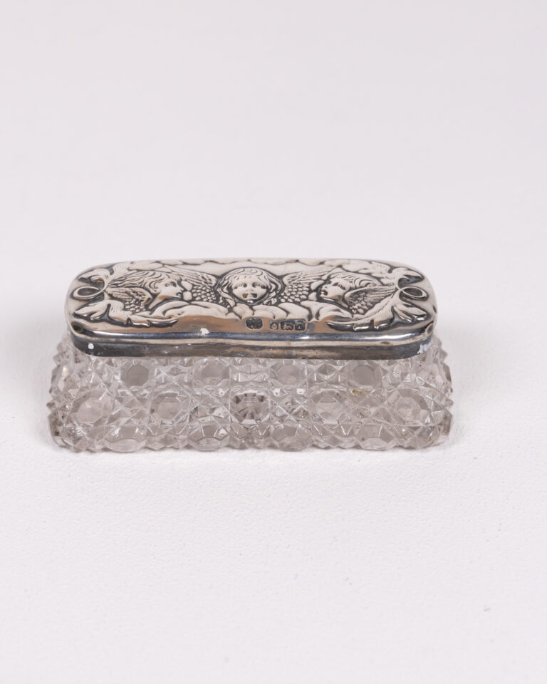 1905 Silver Lidded Cut Crystal Trinket Box