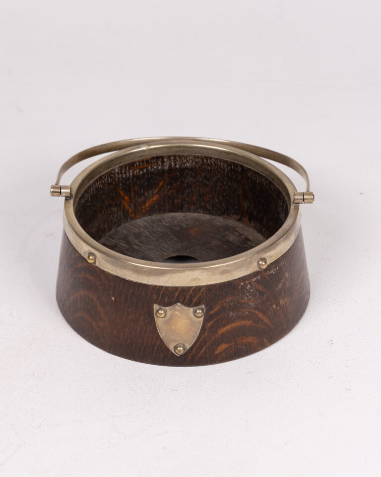 Antique Oak & Silver Plate Serving Caddy