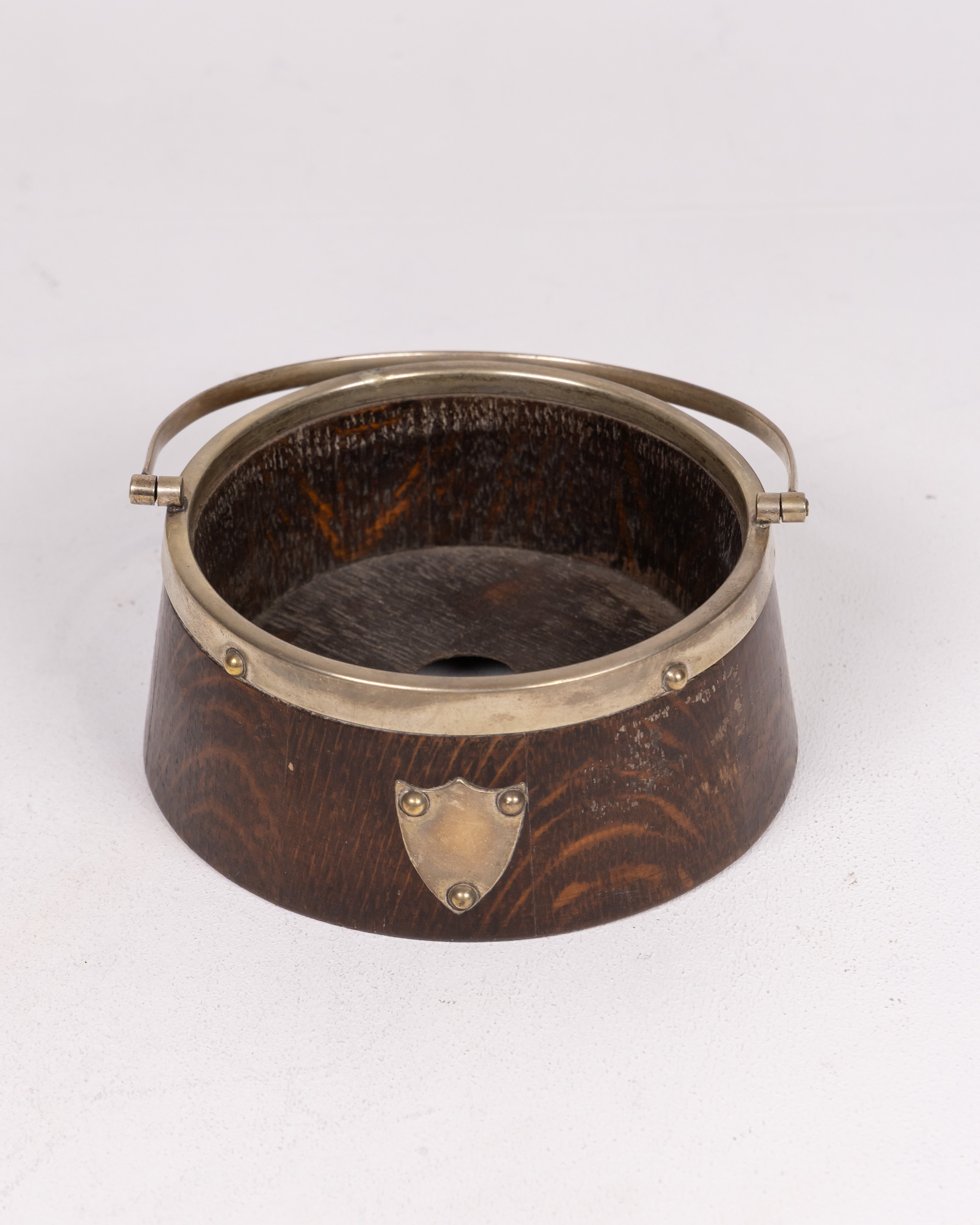 Antique Oak & Silver Plate Serving Caddy