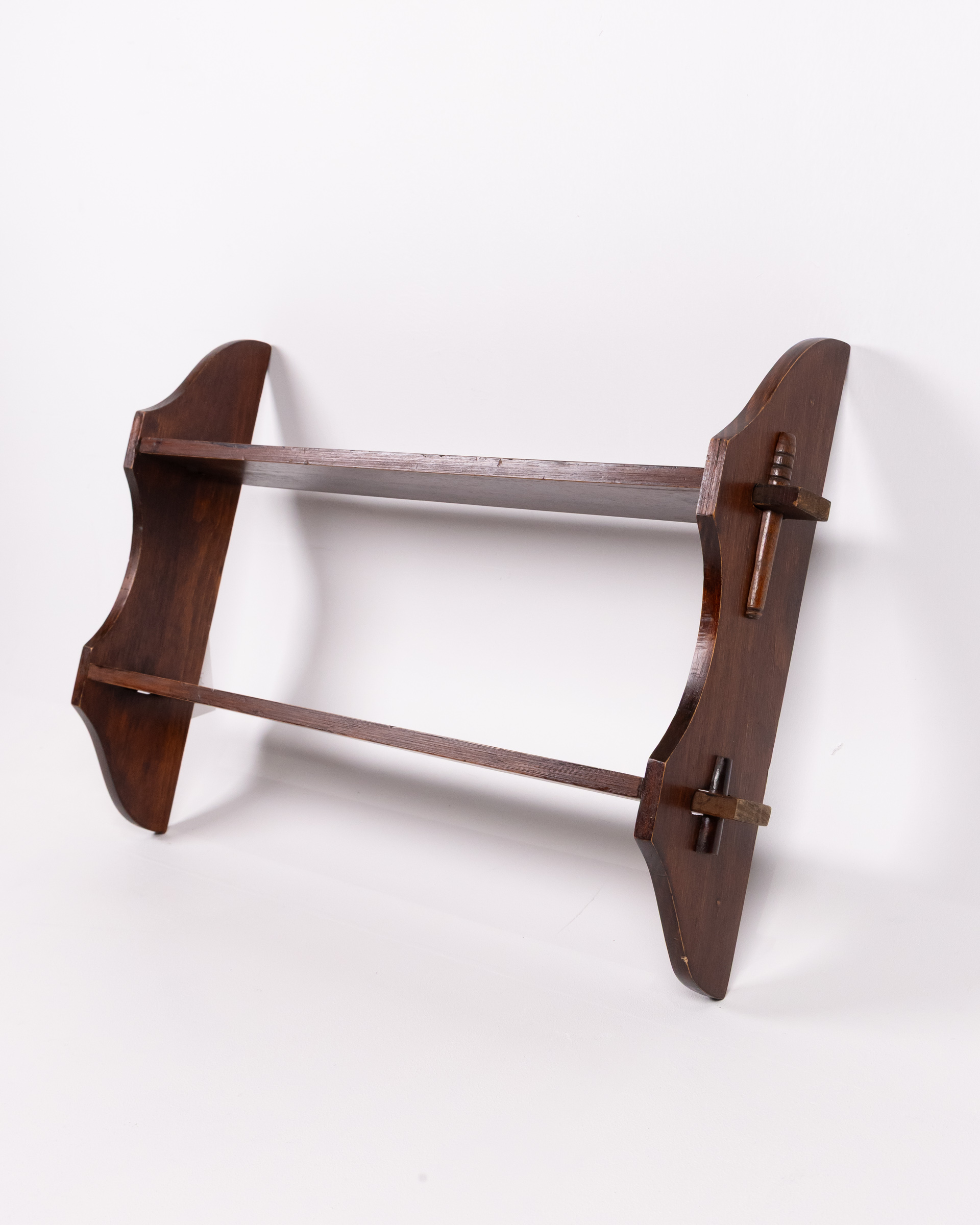 Vintage Dark Wood Small Wall Shelf