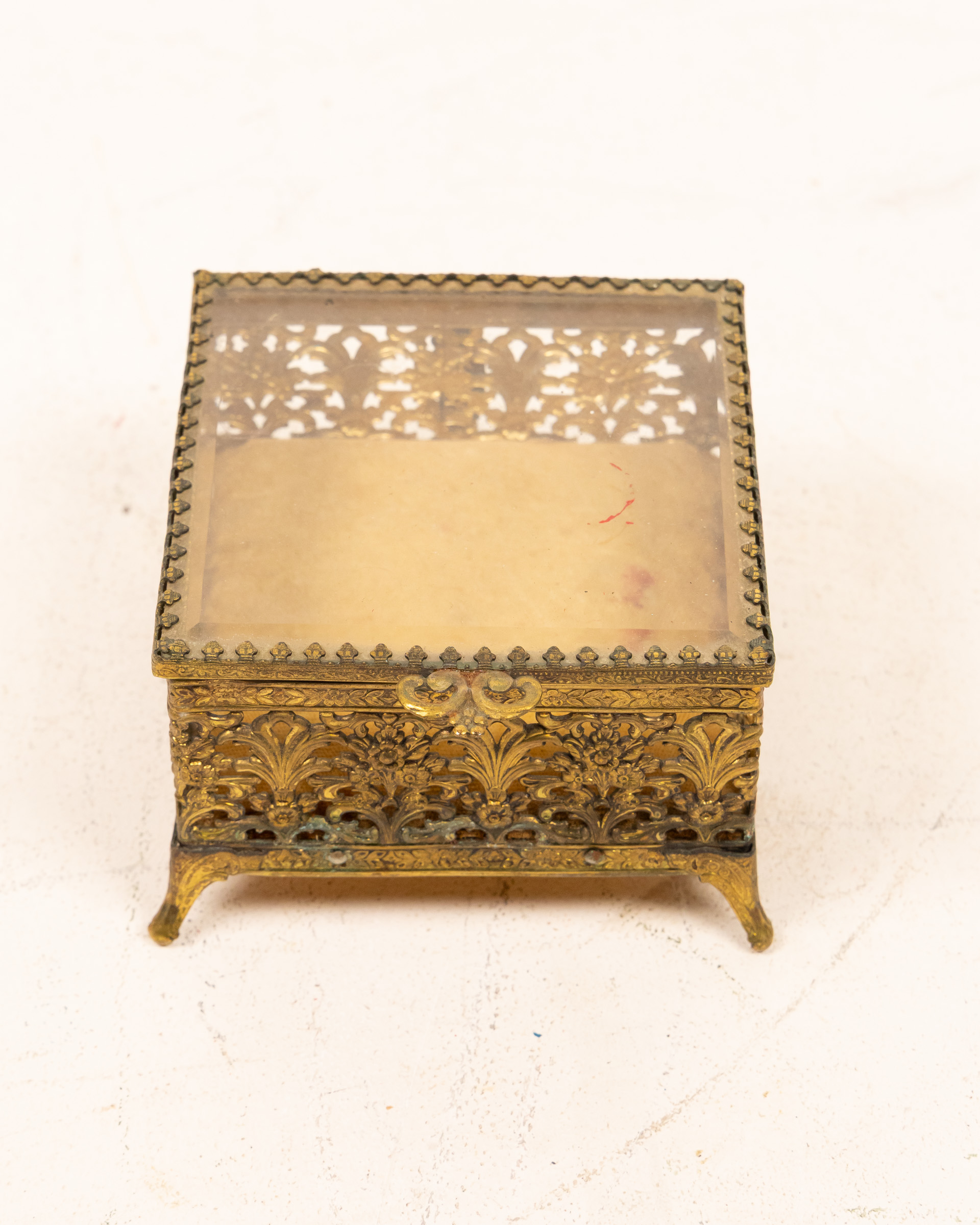 Vintage Ornate Brass Jewellery Trinket Box