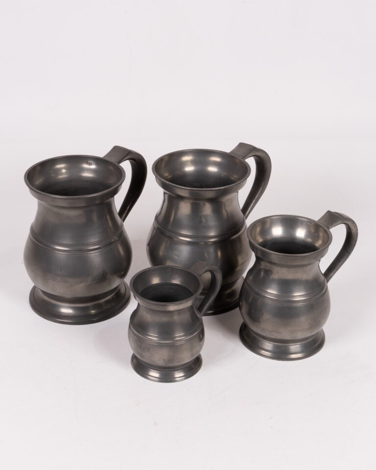Vintage Set of 4 Pewter Graduated Mugs