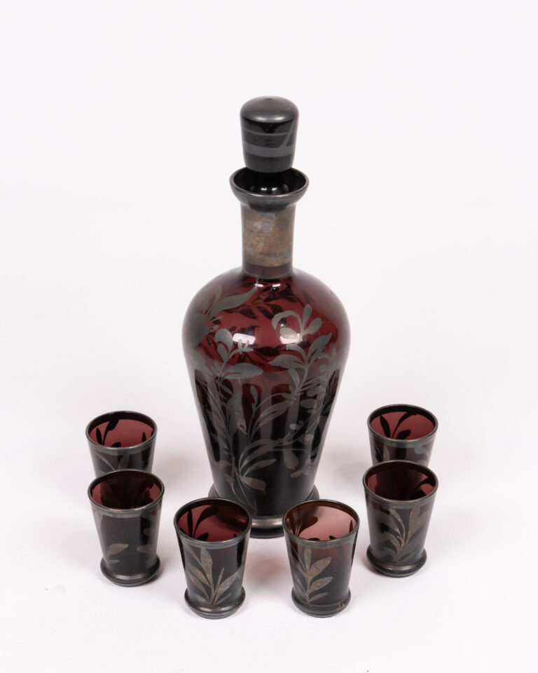 Vintage Italian Amethyst Glass Decanter Set