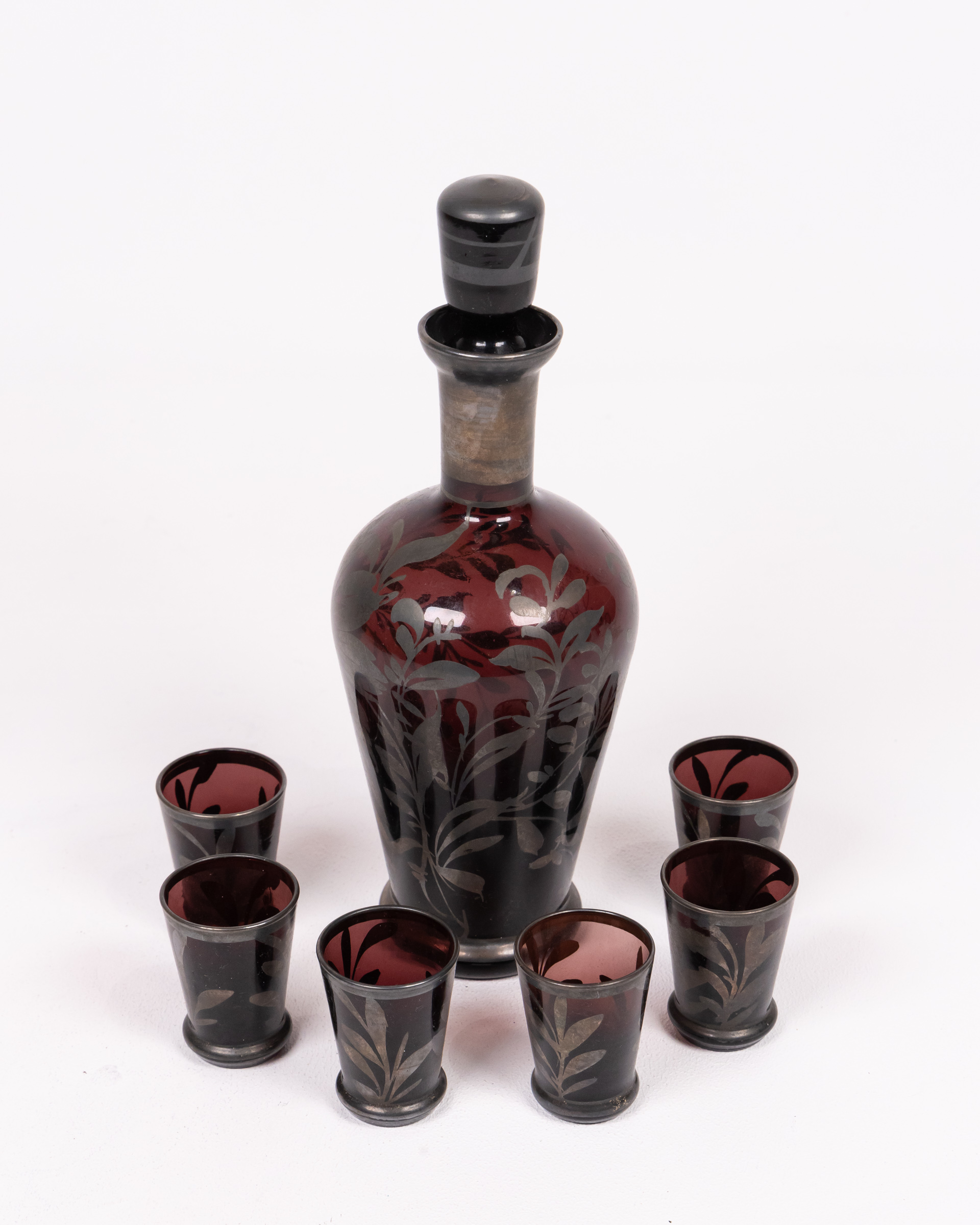 Vintage Italian Amethyst Glass Decanter Set