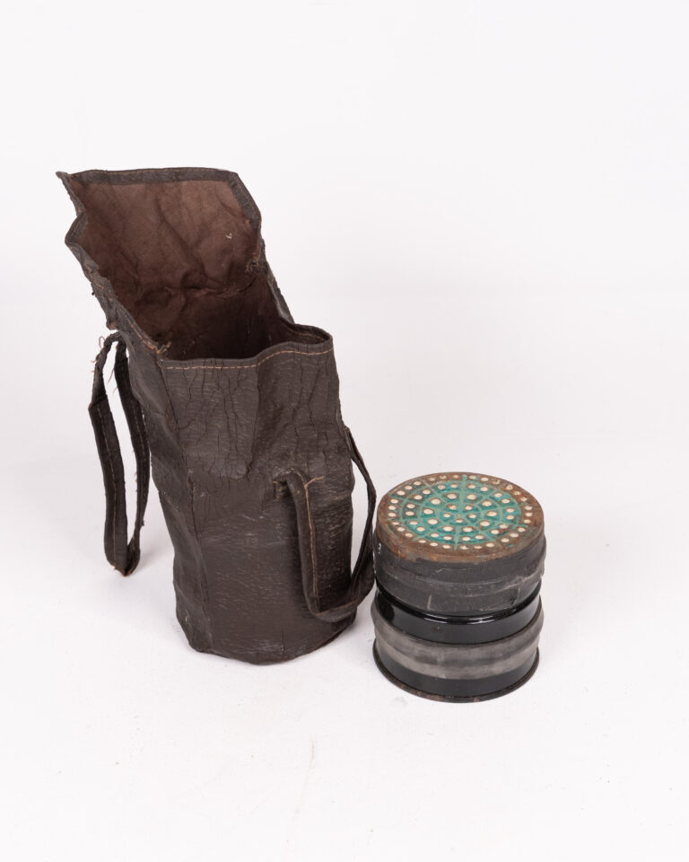 Vintage Gas Mask Filter with Leather Bag