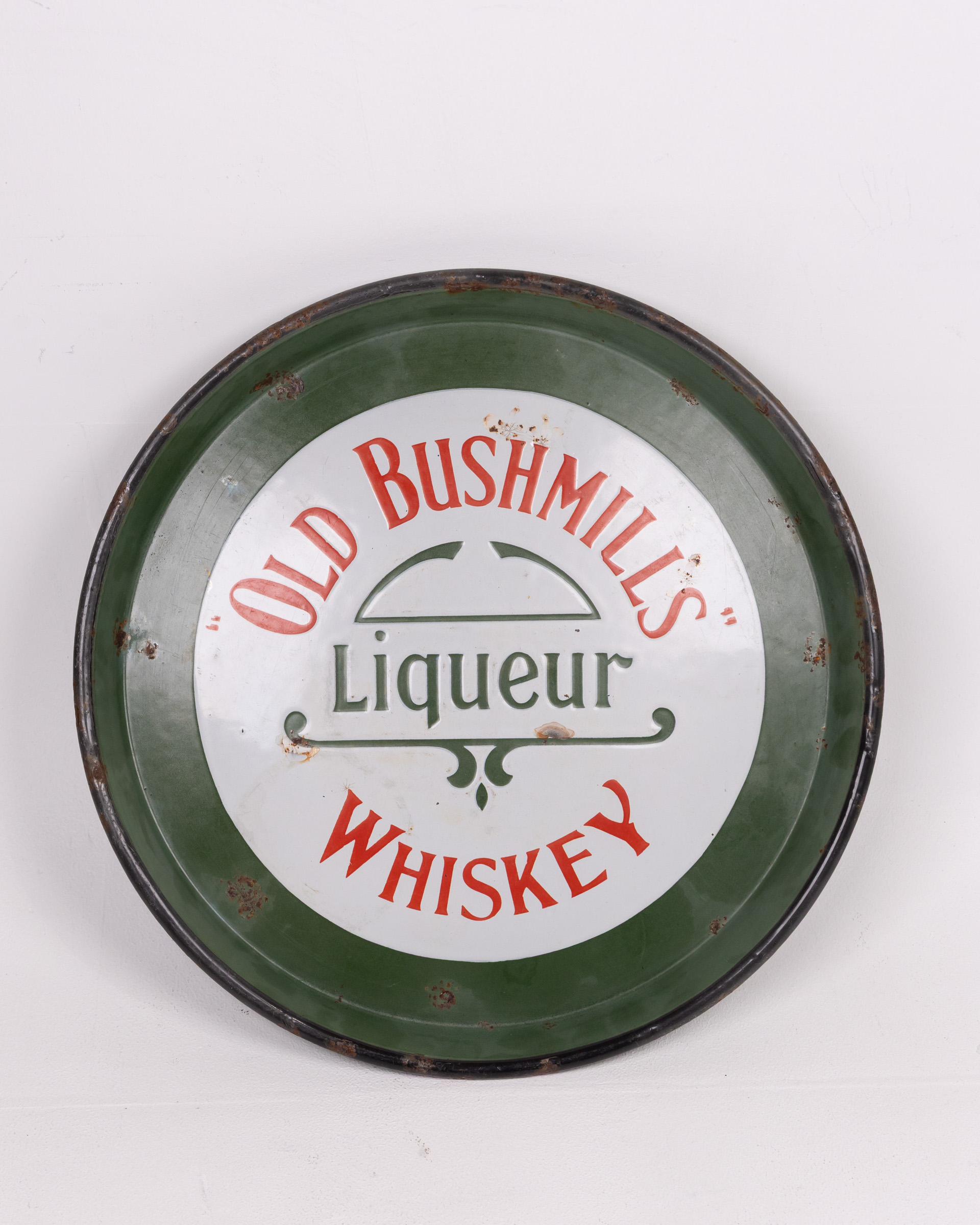 Rare Old Bushmills Whiskey Enamel Advertising Tray