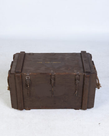 Vintage Military Wooden Storage Box Crate with Rope Handles