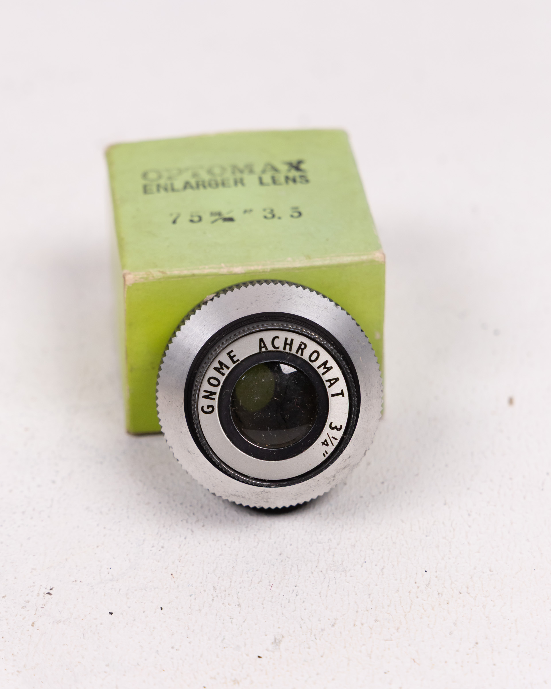 Vintage Gnome Optomax Enlarger Lens 75mm with Original Box