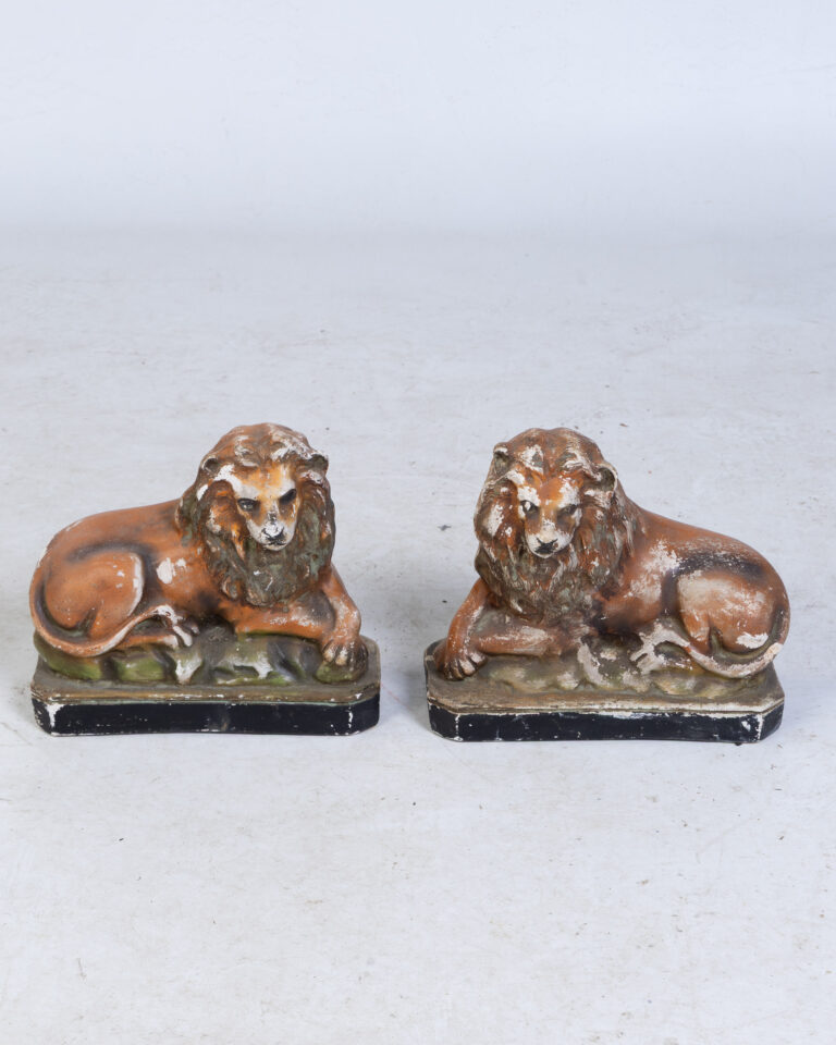 Pair of Vintage Decorative Reclining Lion Figurines