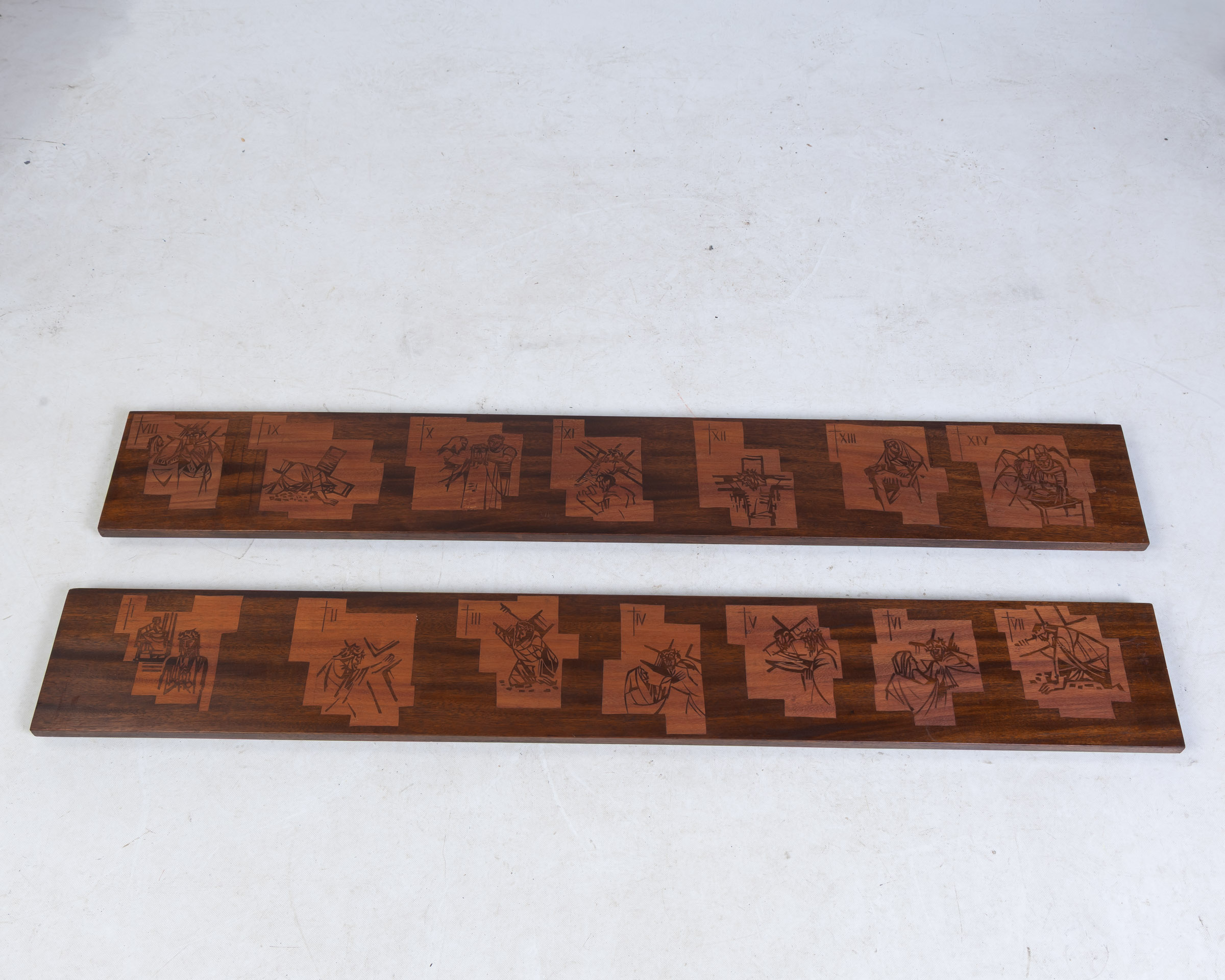 Pair of Stations of the Cross Wooden Religious Artworks