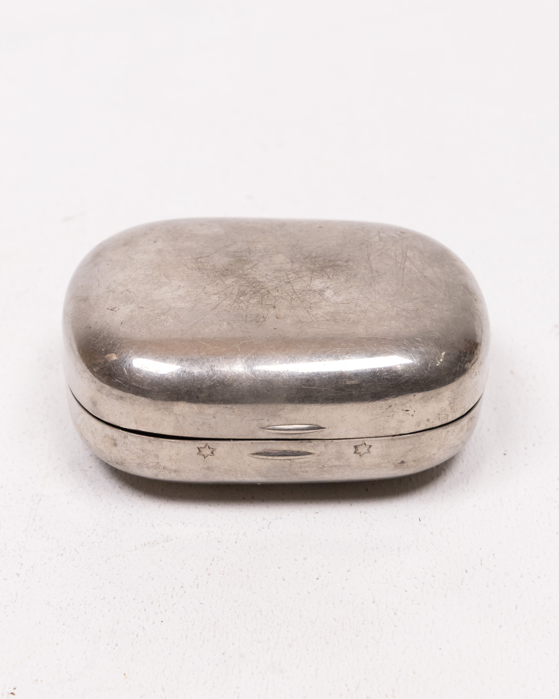 Vintage Silver Metal Trinket Box with Star Detail