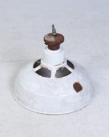 Vintage Industrial White Enamel Ceiling Light Fixture