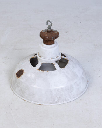 Vintage Industrial White Enamel Ceiling Light Fixture