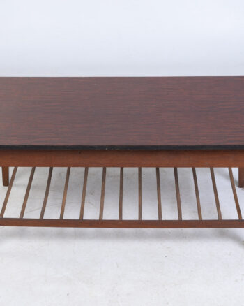 Mid-Century Modern Wood Coffee Table with Lower Storage Rack
