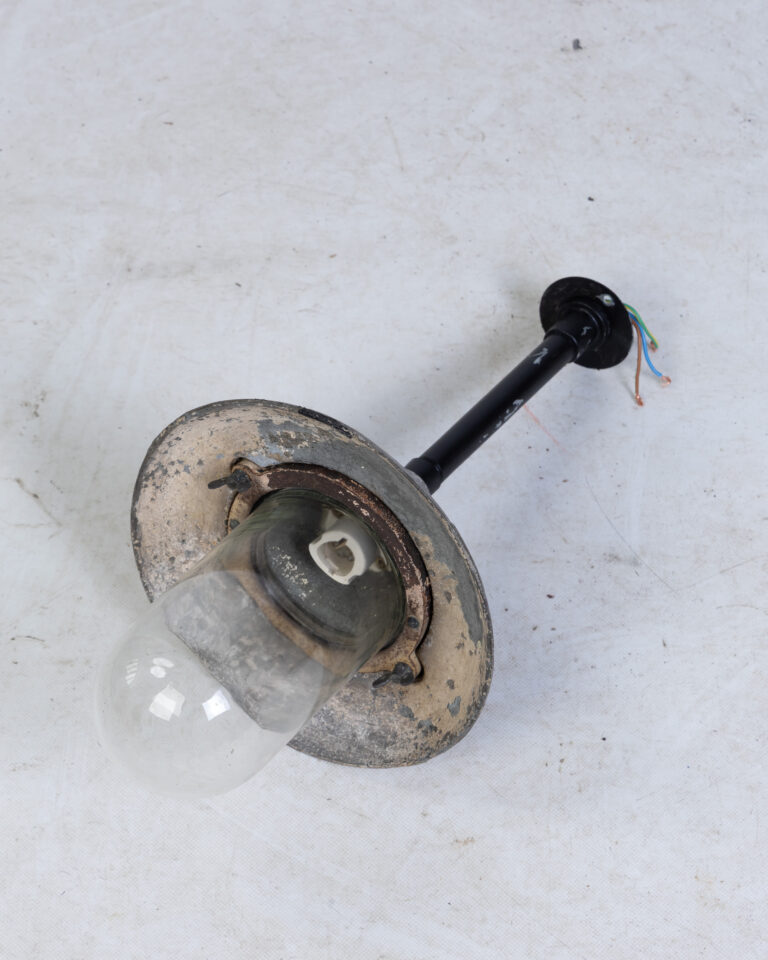 Vintage Industrial Style Grey Metal & Glass Wall Light Fixture